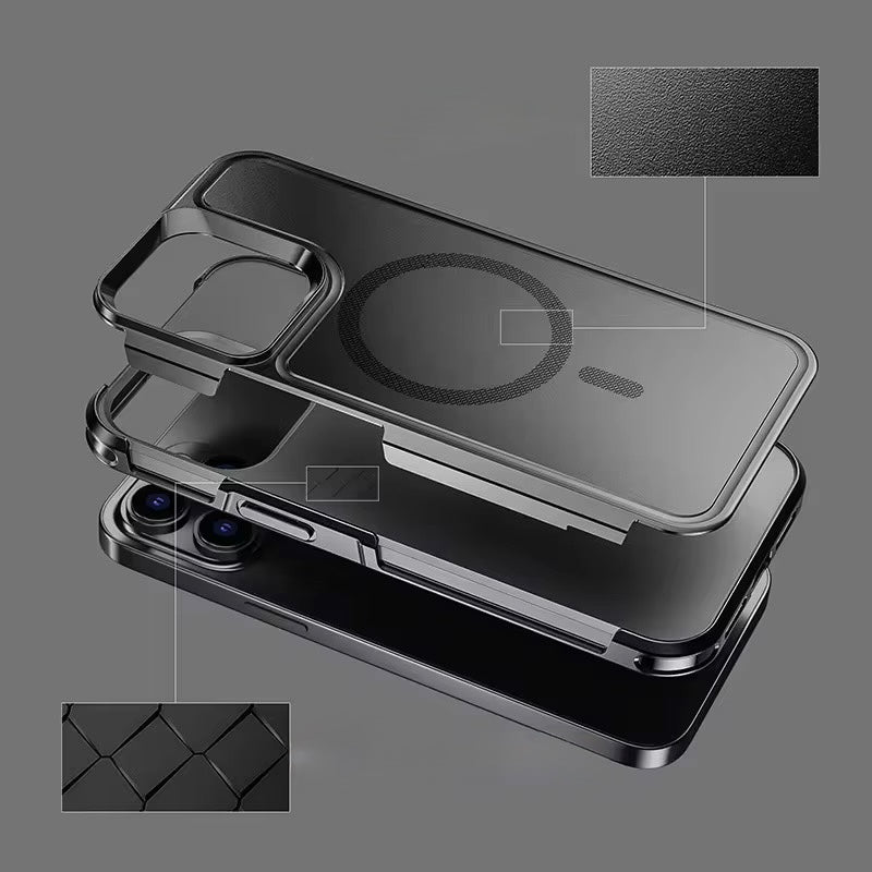 Black Heavy Duty Protective Multilayer Phone Case – Rugged iPhone Cover with MagSafe