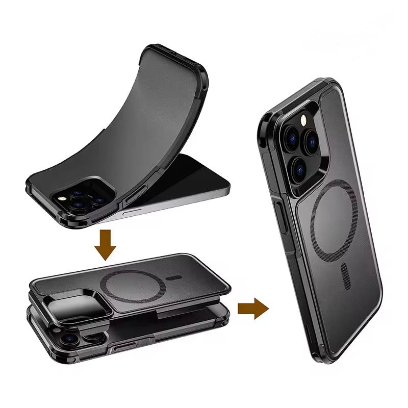 Black Heavy Duty Protective Multilayer Phone Case – Rugged iPhone Cover with MagSafe