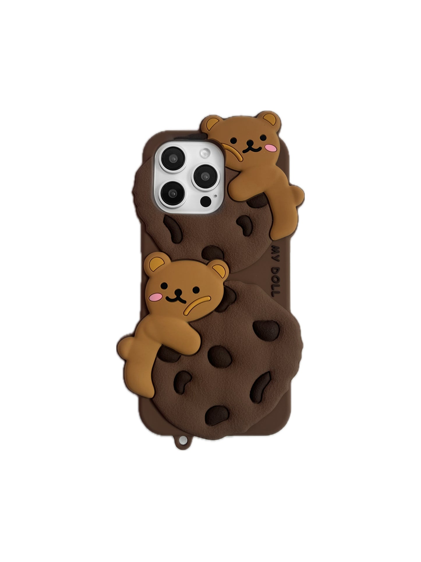 Brown Cookie Bear Kawaii Aesthetic 3D Phone Case – Cute Protective iPhone Cover