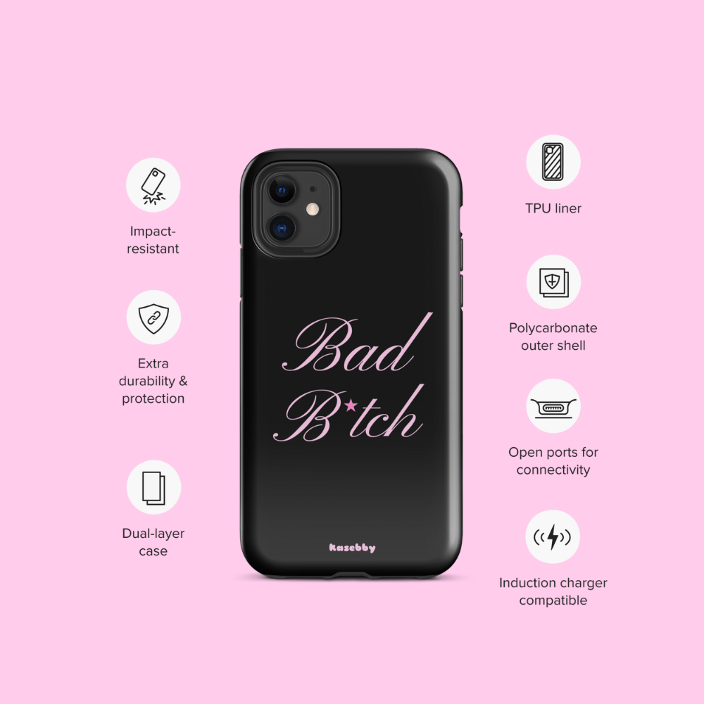Pink and Black Baddie Phone Case - kasebby