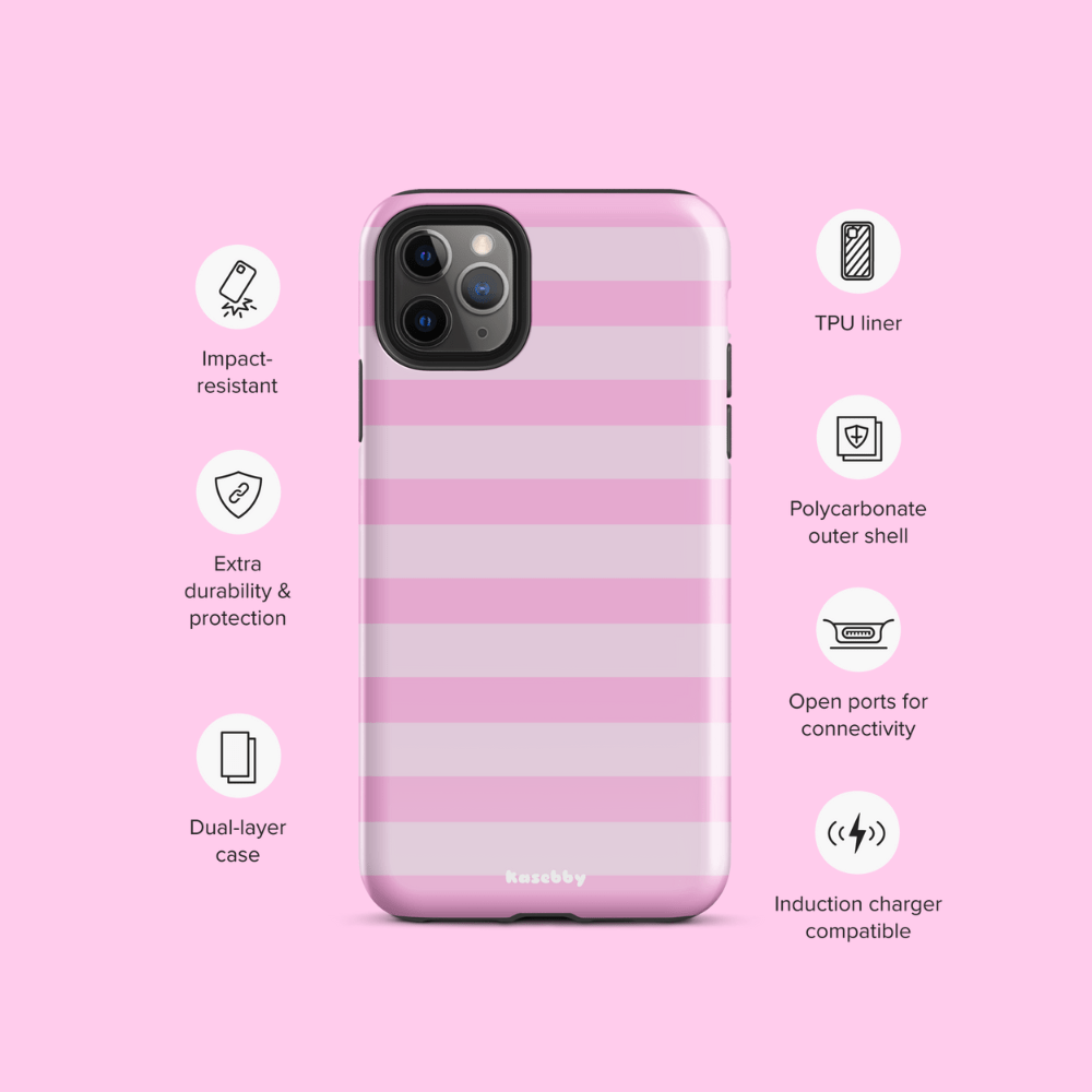 Pink Striped Phone Case - kasebby