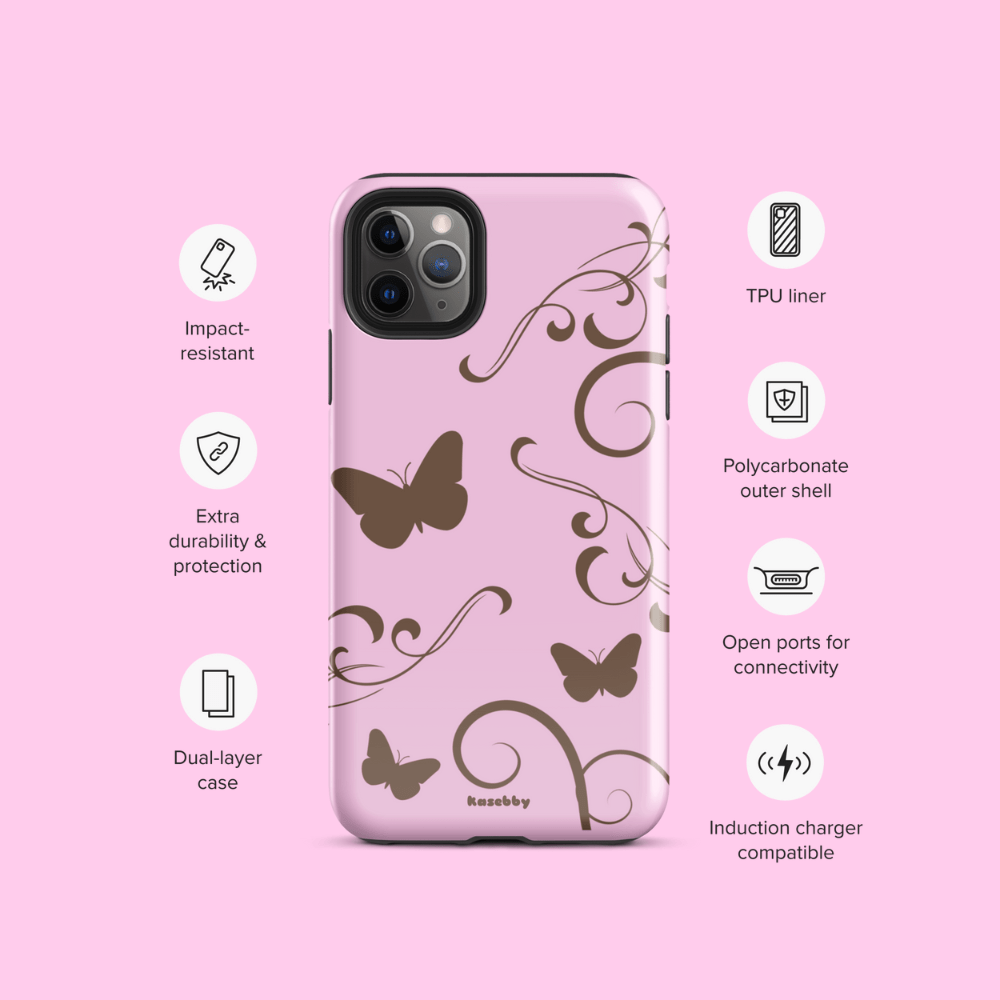 Pink and Brown Y2K Aesthetic Butterfly Swirl Phone Case - kasebby