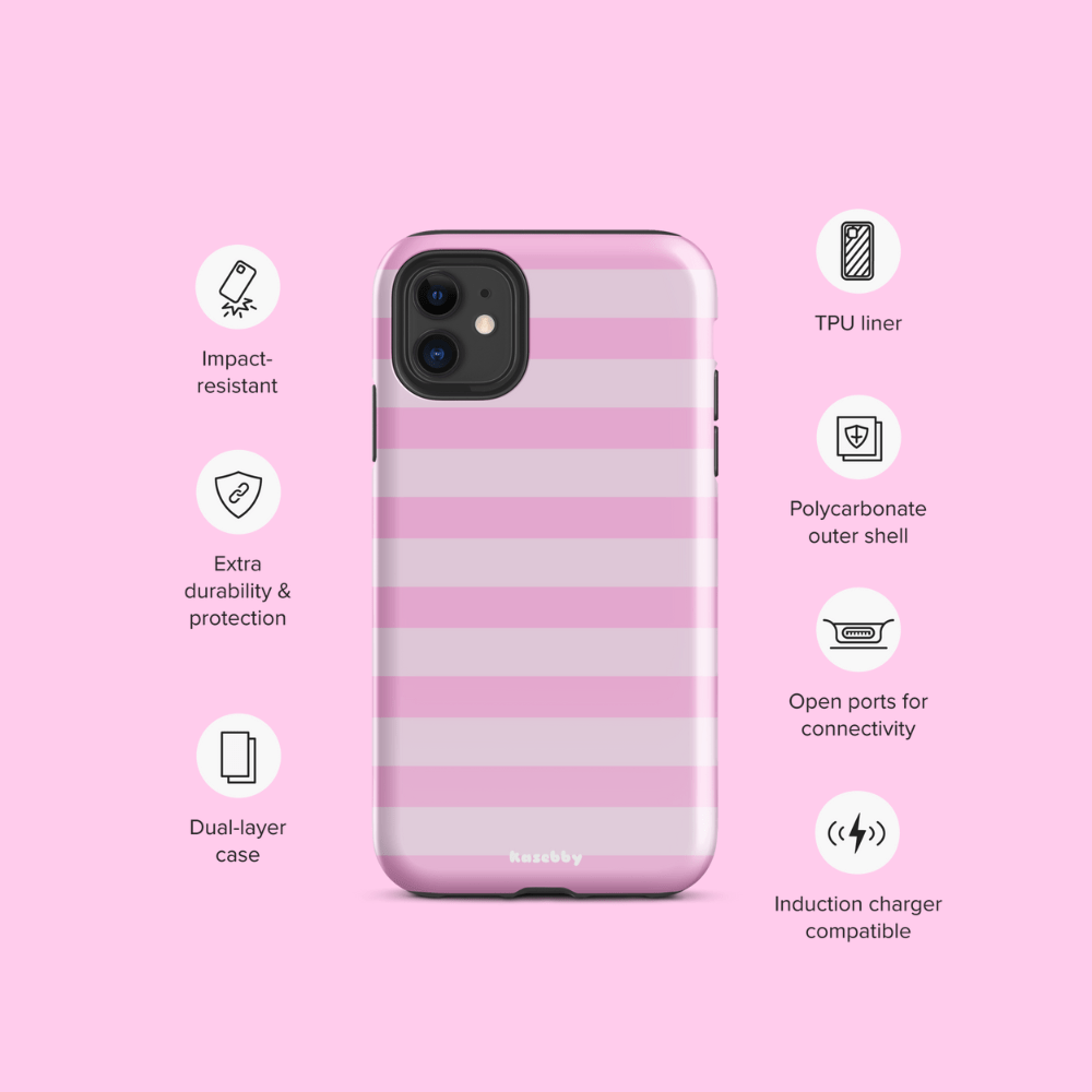 Pink Striped Phone Case - kasebby