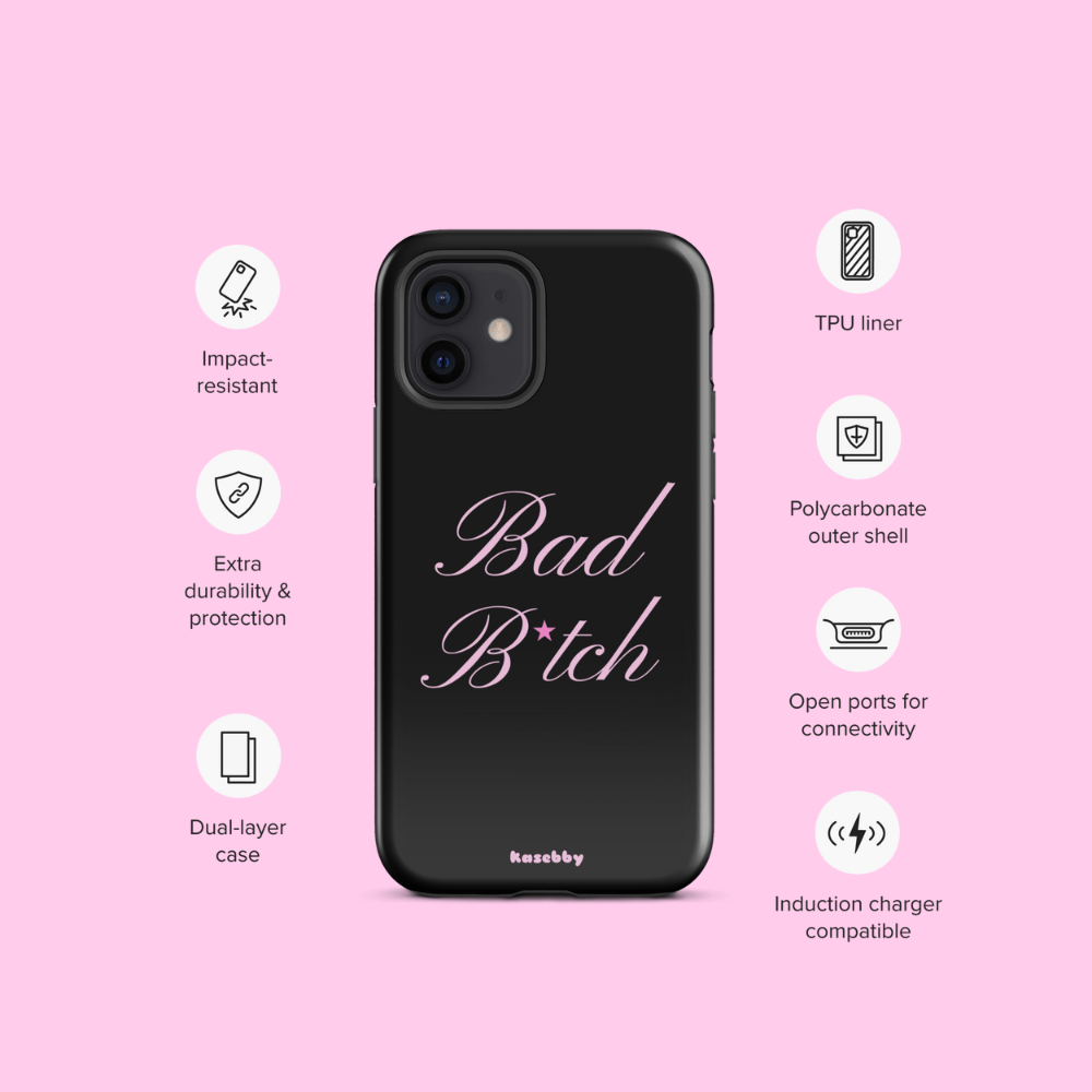 Pink and Black Baddie Phone Case - kasebby