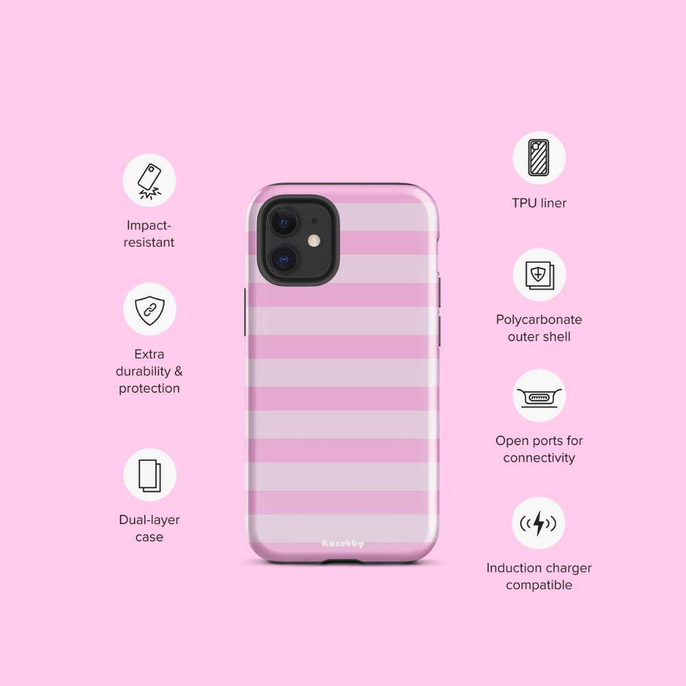 Pink Striped Phone Case - kasebby