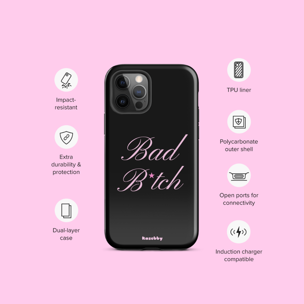 Pink and Black Baddie Phone Case - kasebby