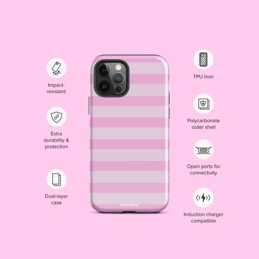 Pink Striped Phone Case - kasebby