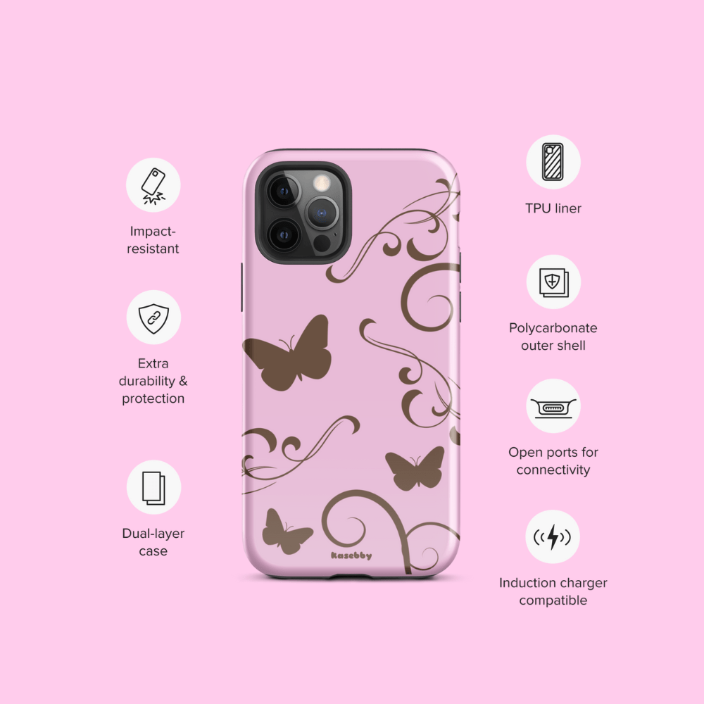Pink and Brown Y2K Aesthetic Butterfly Swirl Phone Case - kasebby