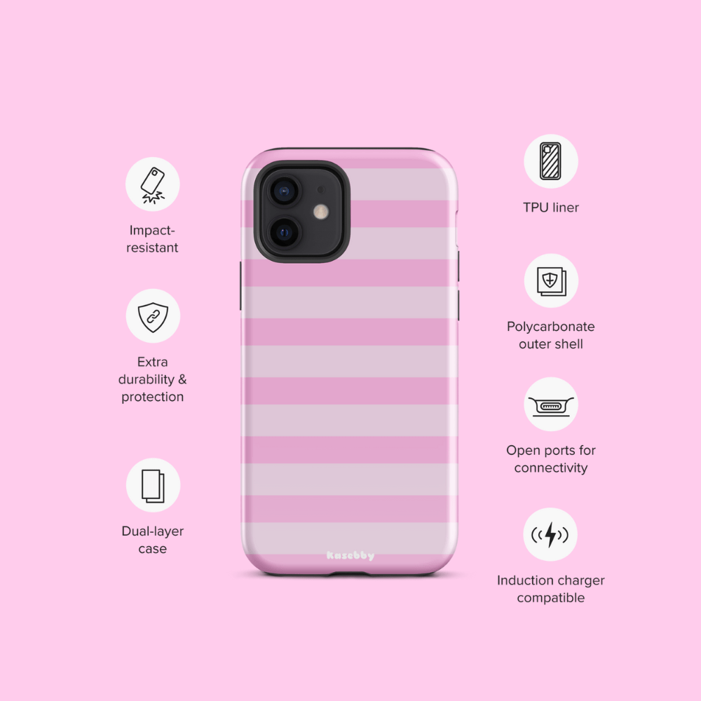 Pink Striped Phone Case - kasebby