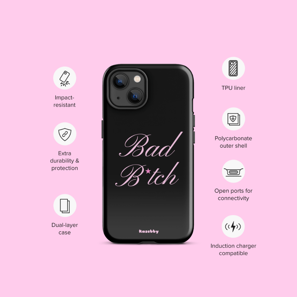 Pink and Black Baddie Phone Case - kasebby