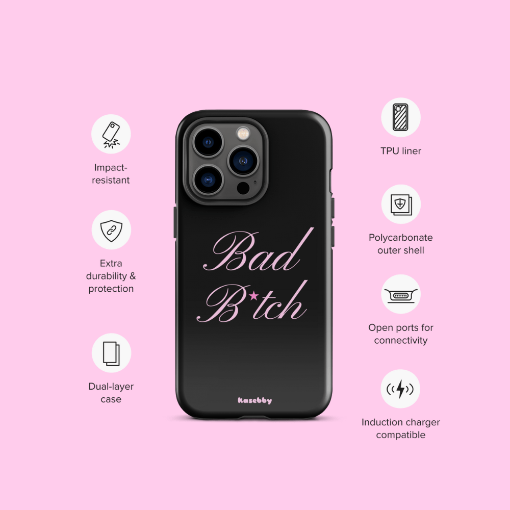 Pink and Black Baddie Phone Case - kasebby