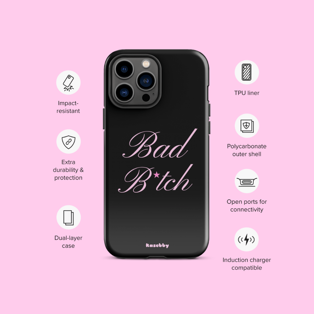 Pink and Black Baddie Phone Case - kasebby