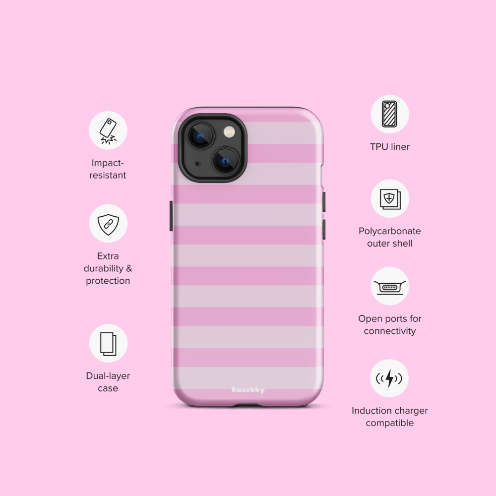 Pink Striped Phone Case - kasebby