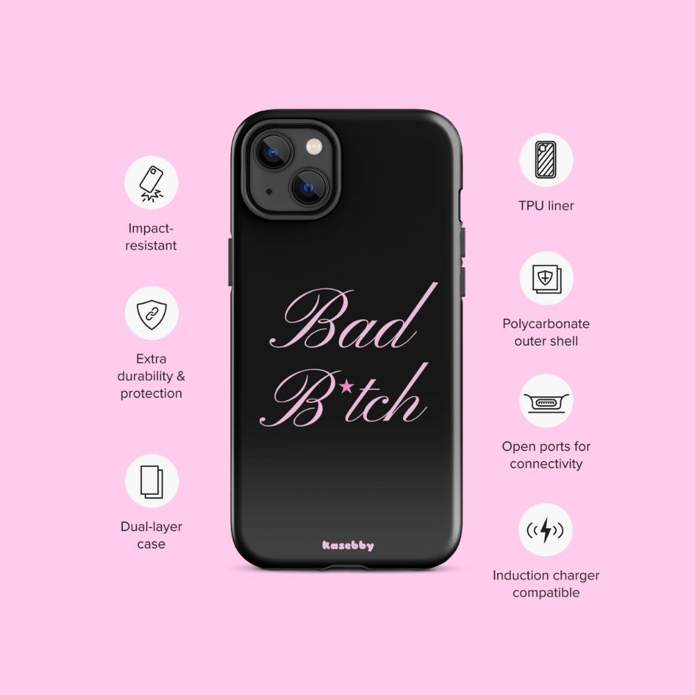 Pink and Black Baddie Phone Case - kasebby
