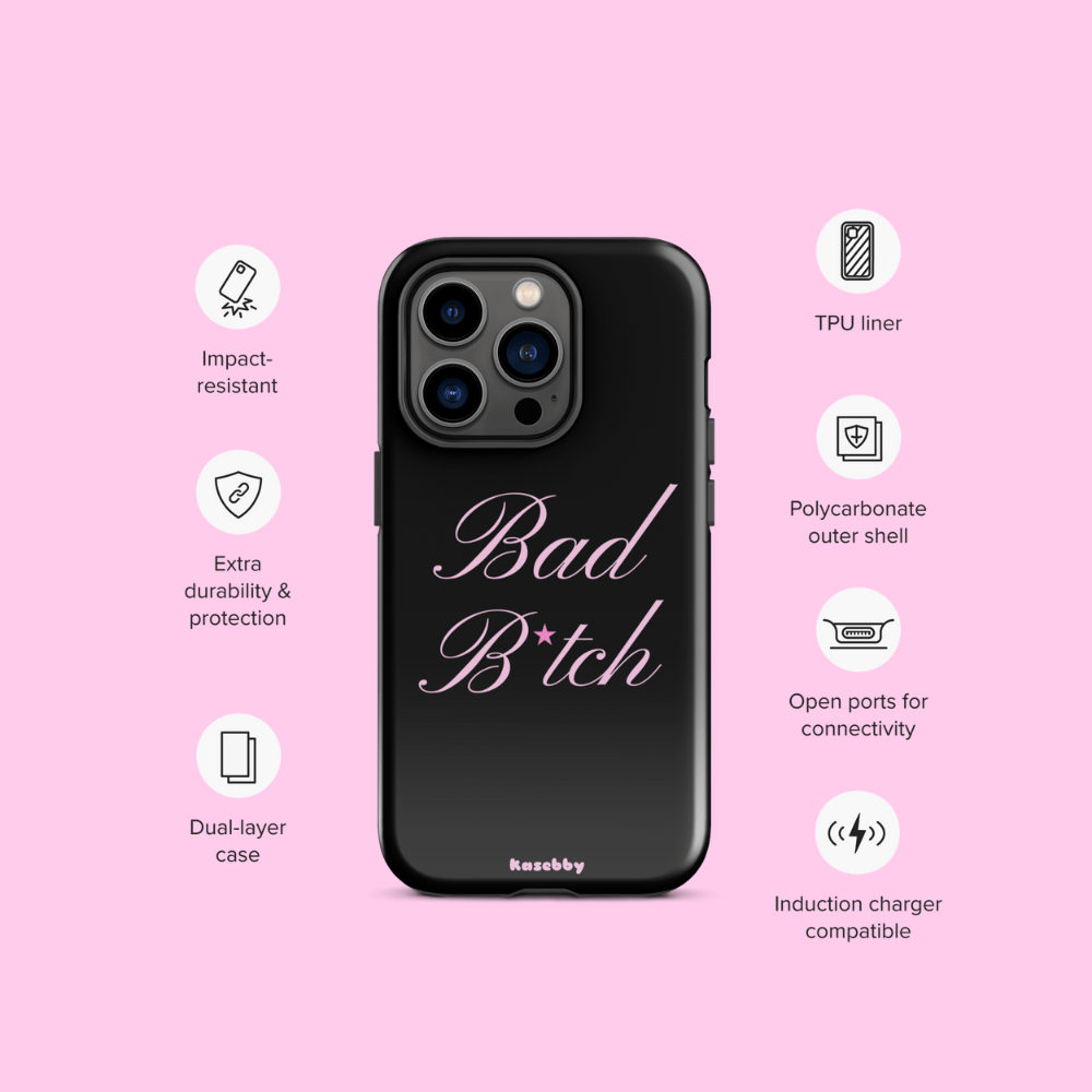 Pink and Black Baddie Phone Case - kasebby