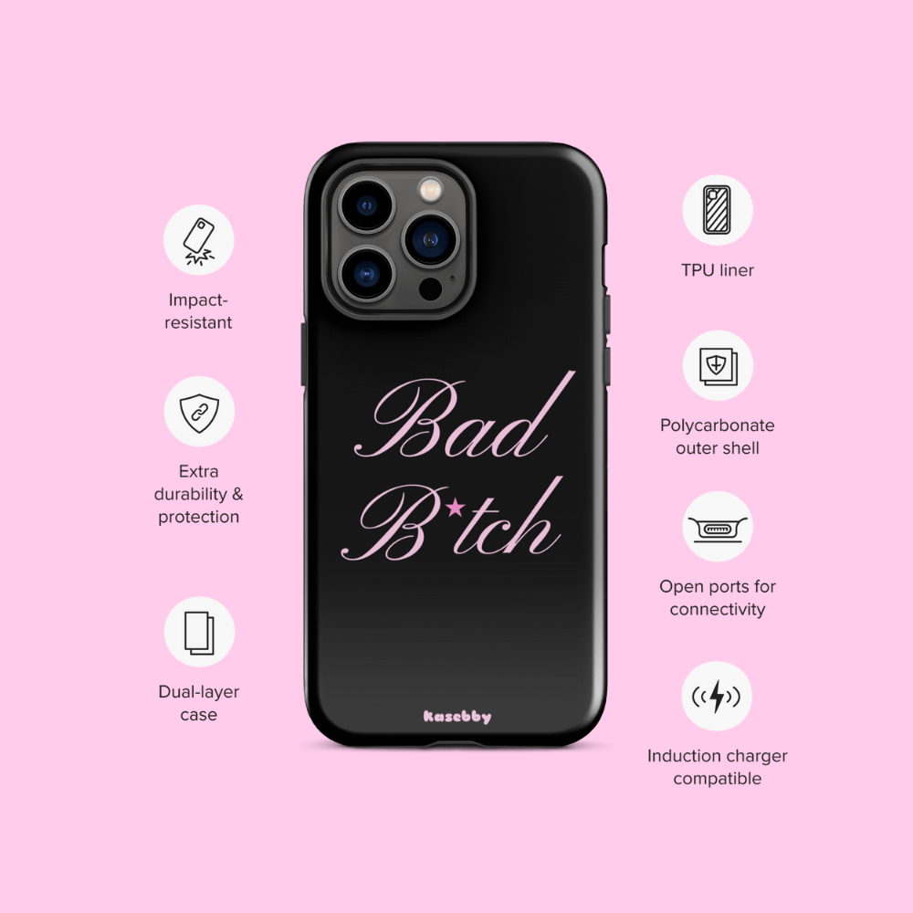 Pink and Black Baddie Phone Case - kasebby