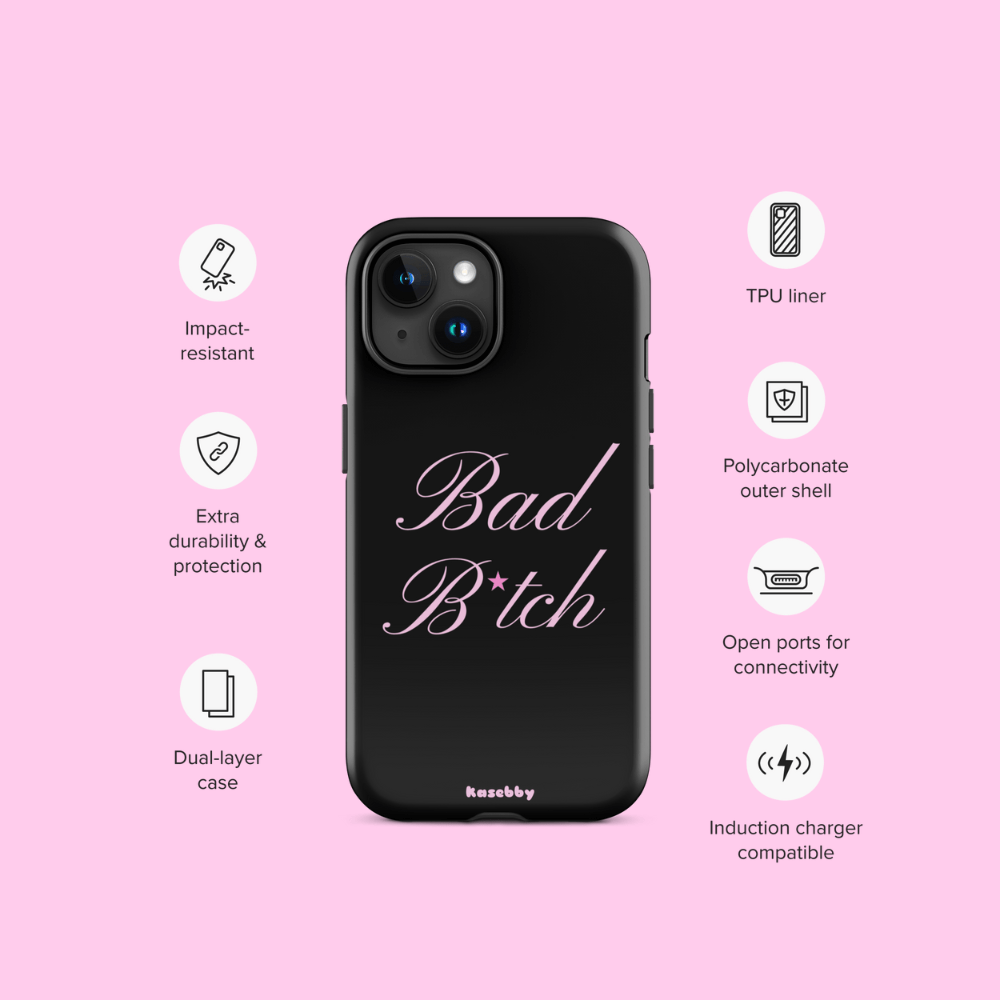 Pink and Black Baddie Phone Case - kasebby