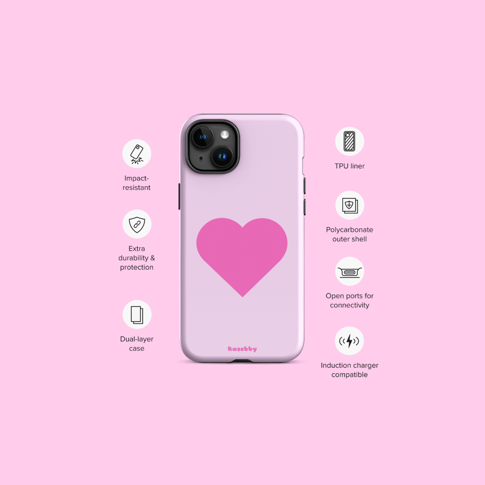 Pink Heart Phone Case – MagSafe Compatible, Precise Cutouts