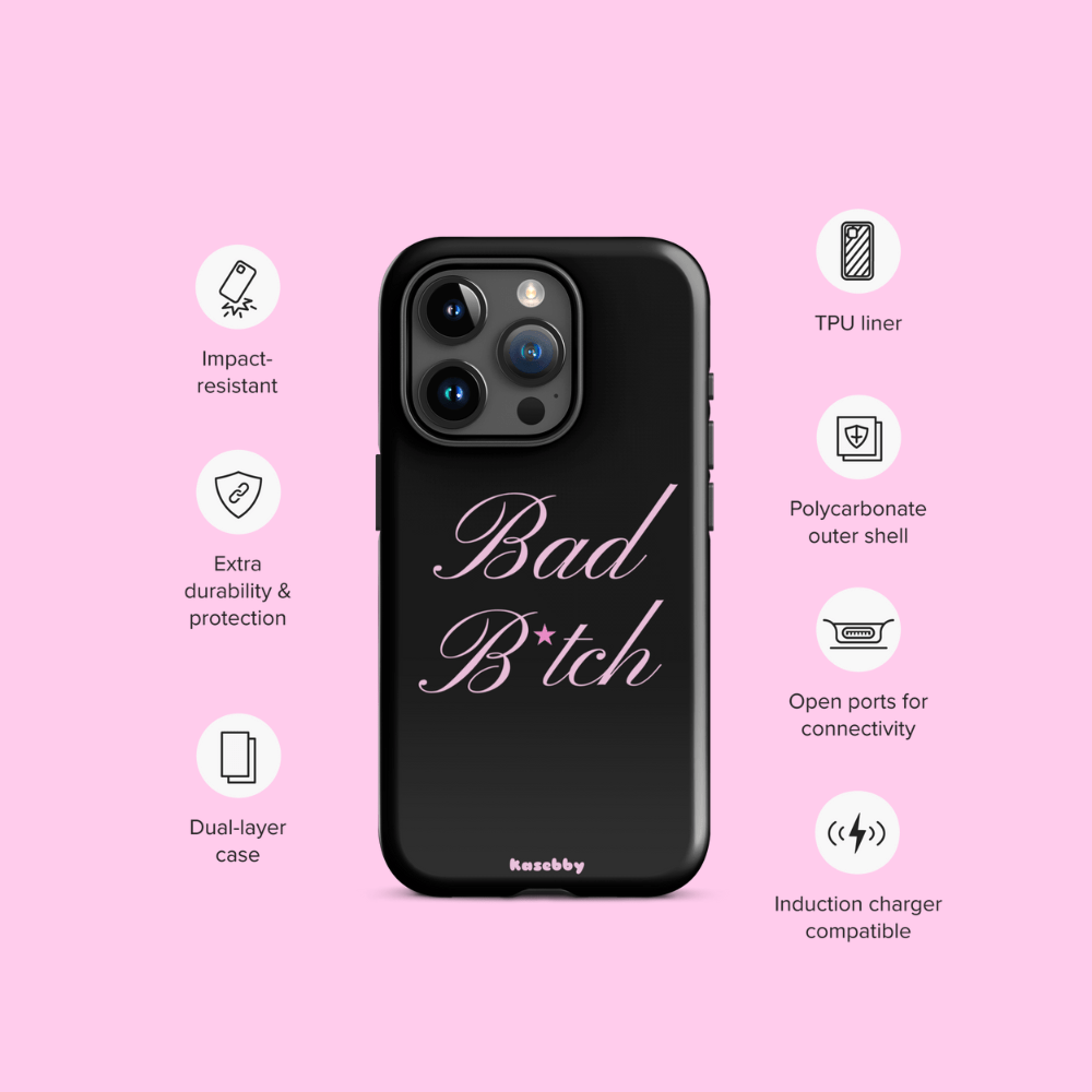 Pink and Black Baddie Phone Case - kasebby