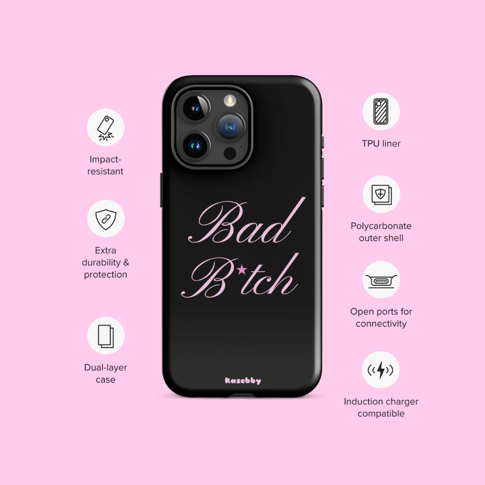 Pink and Black Baddie Phone Case - kasebby