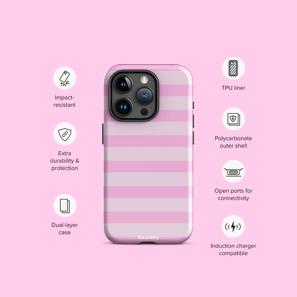 Pink Striped Phone Case - kasebby