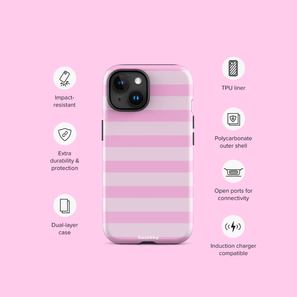 Pink Striped Phone Case - kasebby