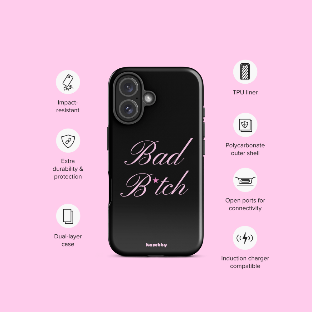 Pink and Black Baddie Phone Case - kasebby