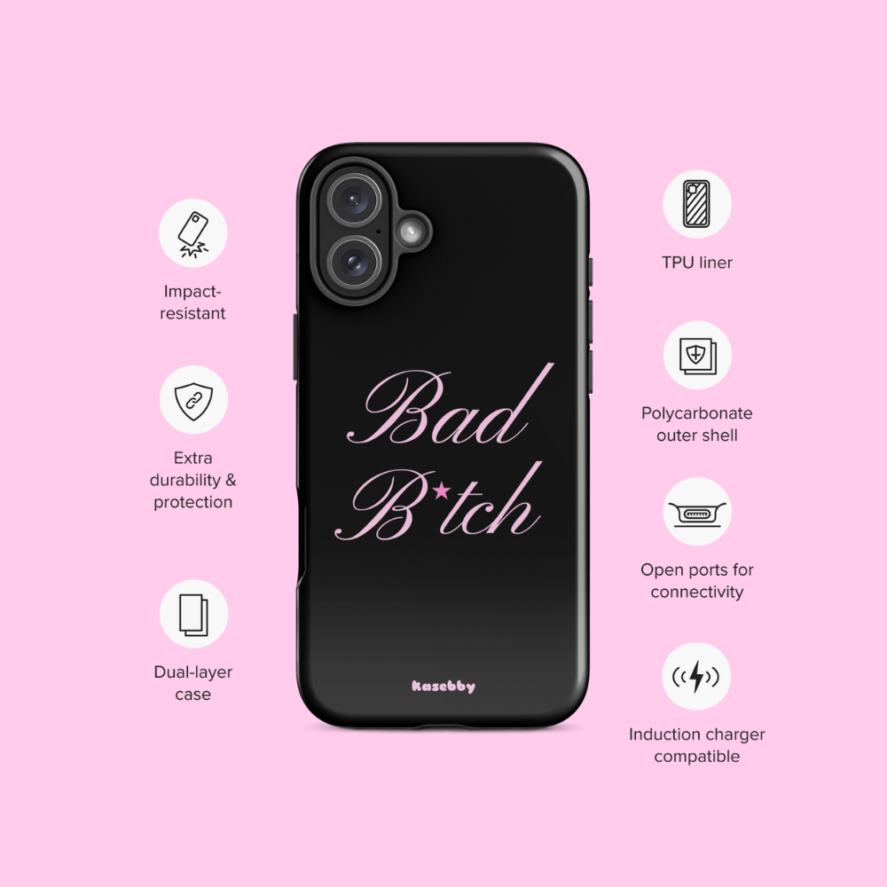Pink and Black Baddie Phone Case - kasebby