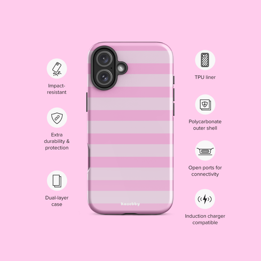 Pink Striped Phone Case - kasebby