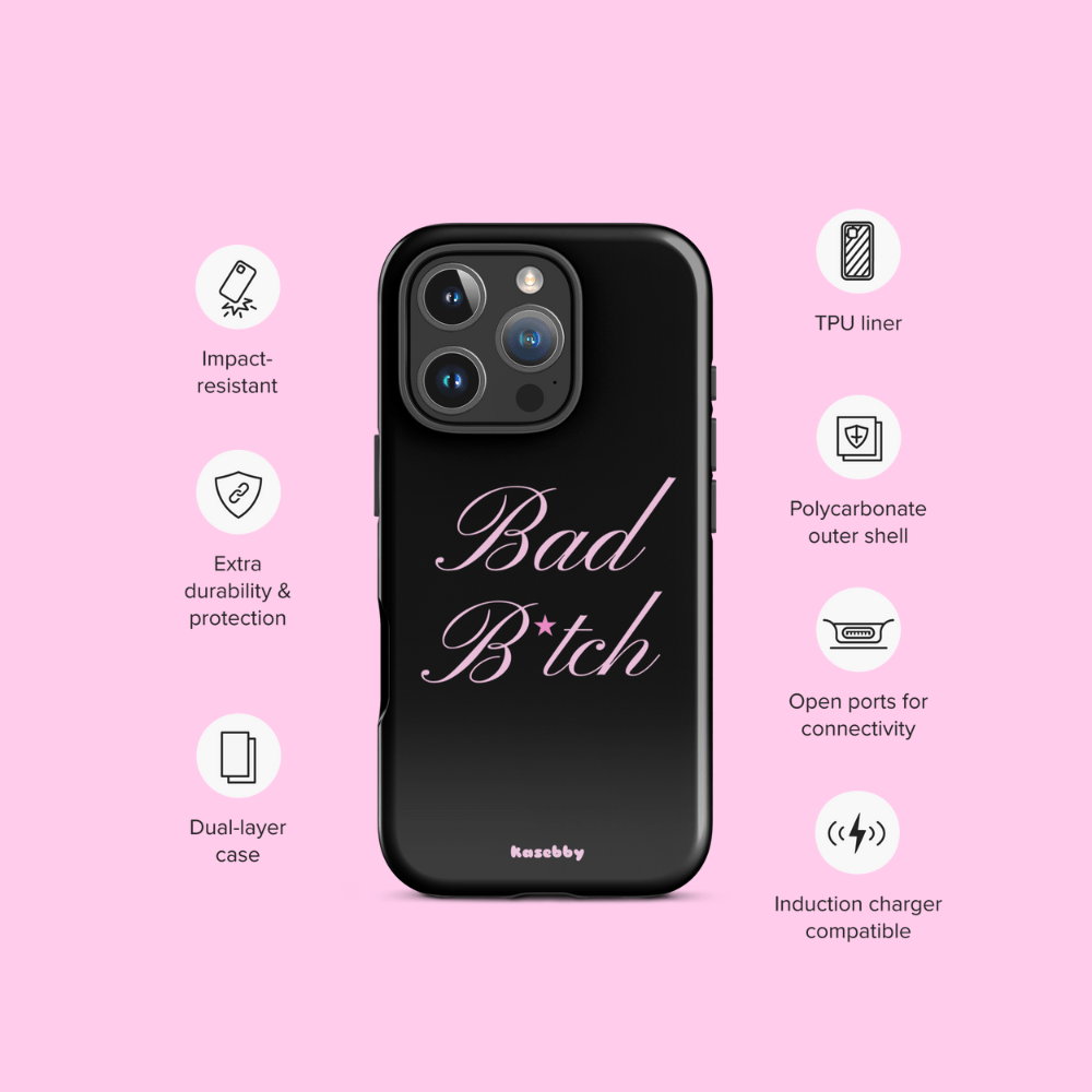 Pink and Black Baddie Phone Case - kasebby
