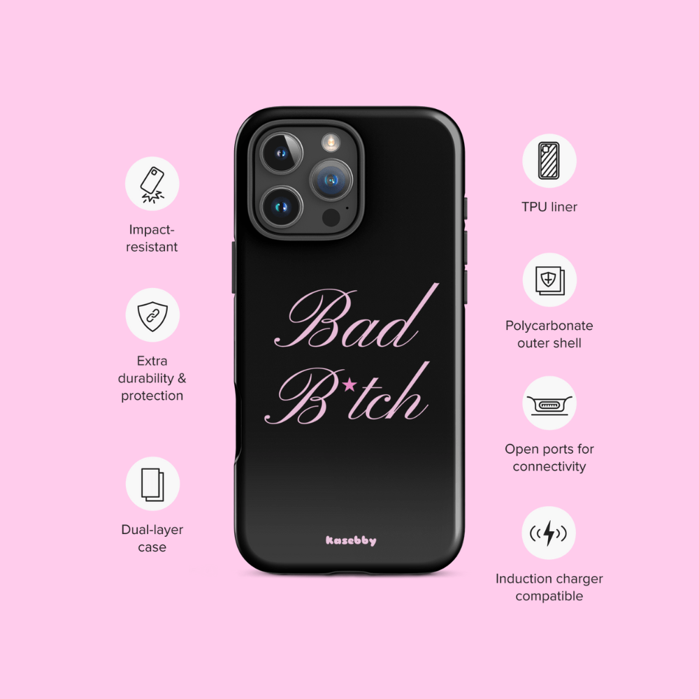 Pink and Black Baddie Phone Case - kasebby
