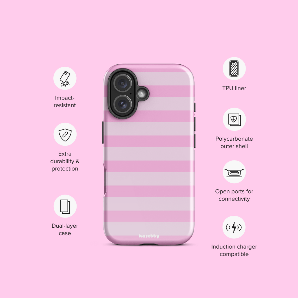 Pink Striped Phone Case - kasebby