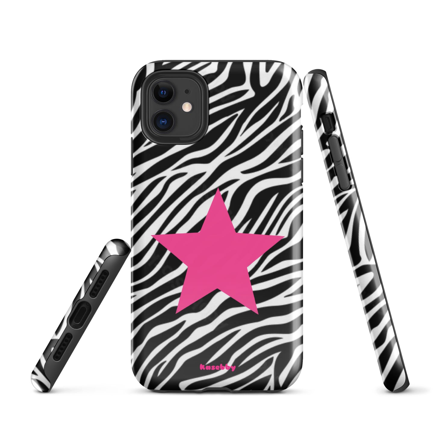 Zebra Print McBling Phone Case – Multi-Angle Durable Y2K Design