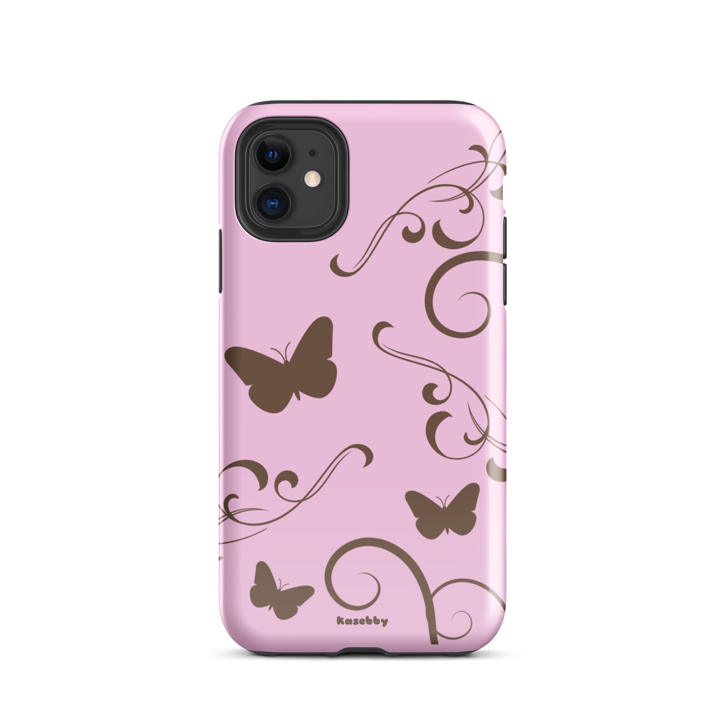 Pink and Brown Y2K Aesthetic Butterfly Swirl Phone Case - kasebby