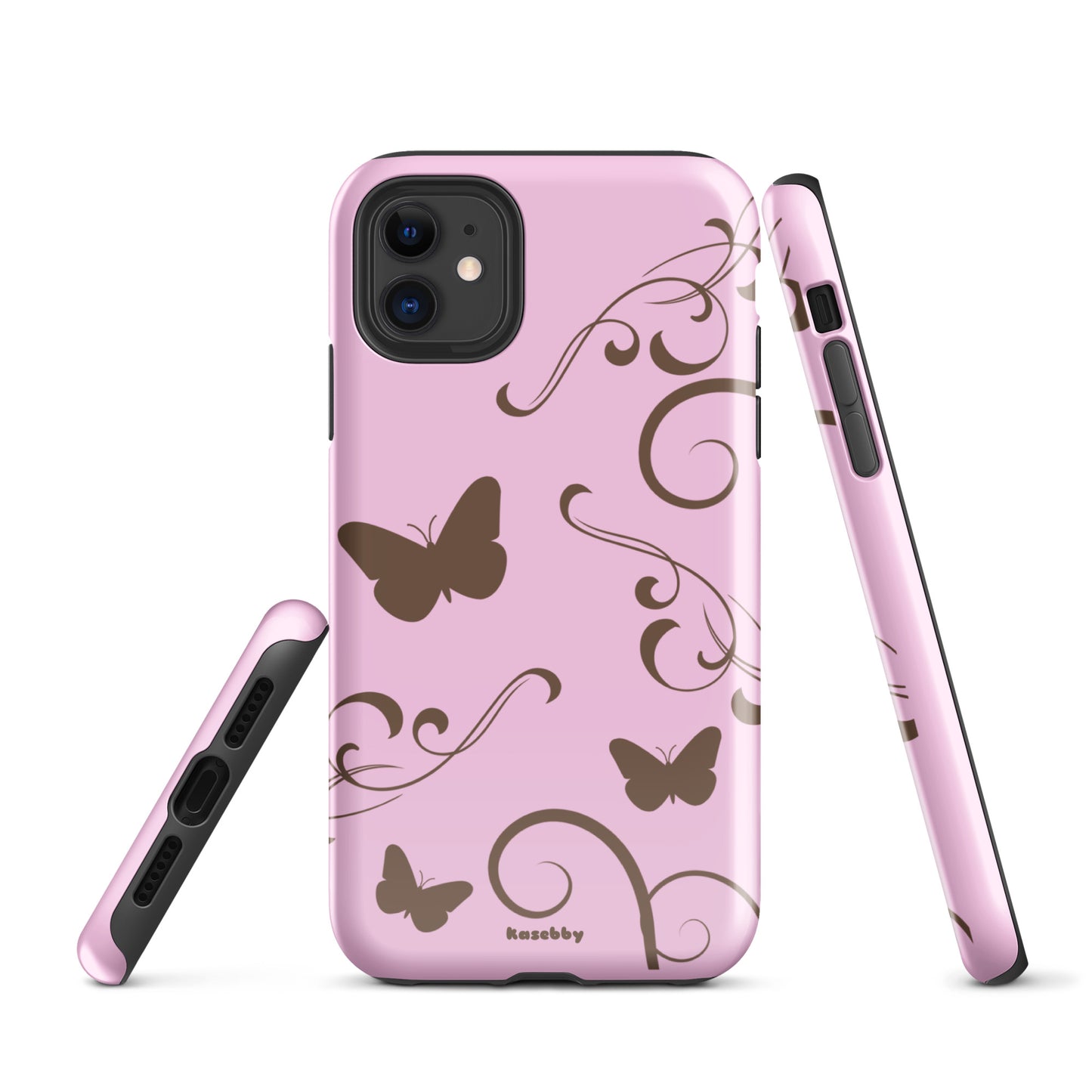 Pink and Brown Y2K Aesthetic Butterfly Swirl Phone Case - kasebby