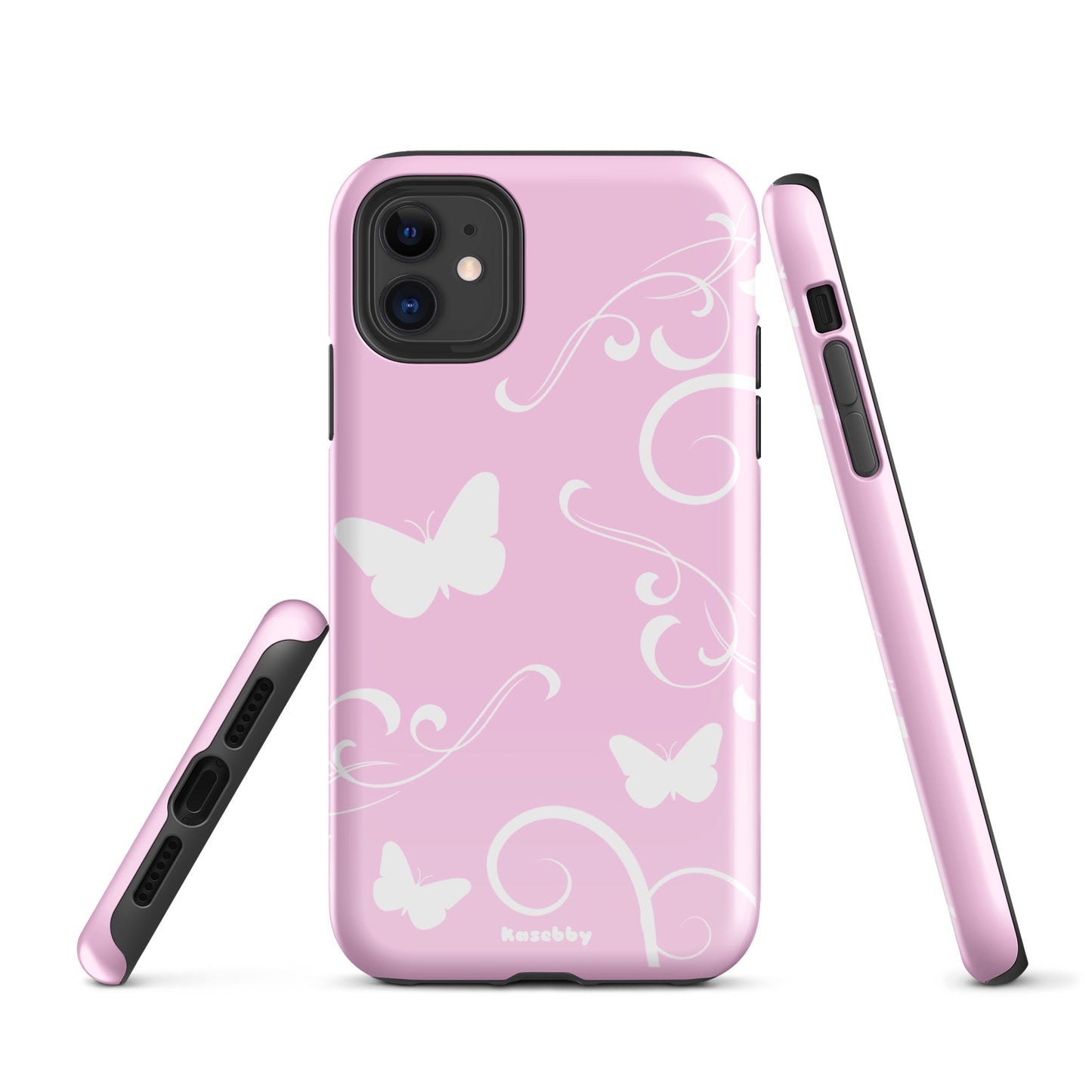 Pink and White Y2K Aesthetic Butterfly Swirl Phone Case - kasebby