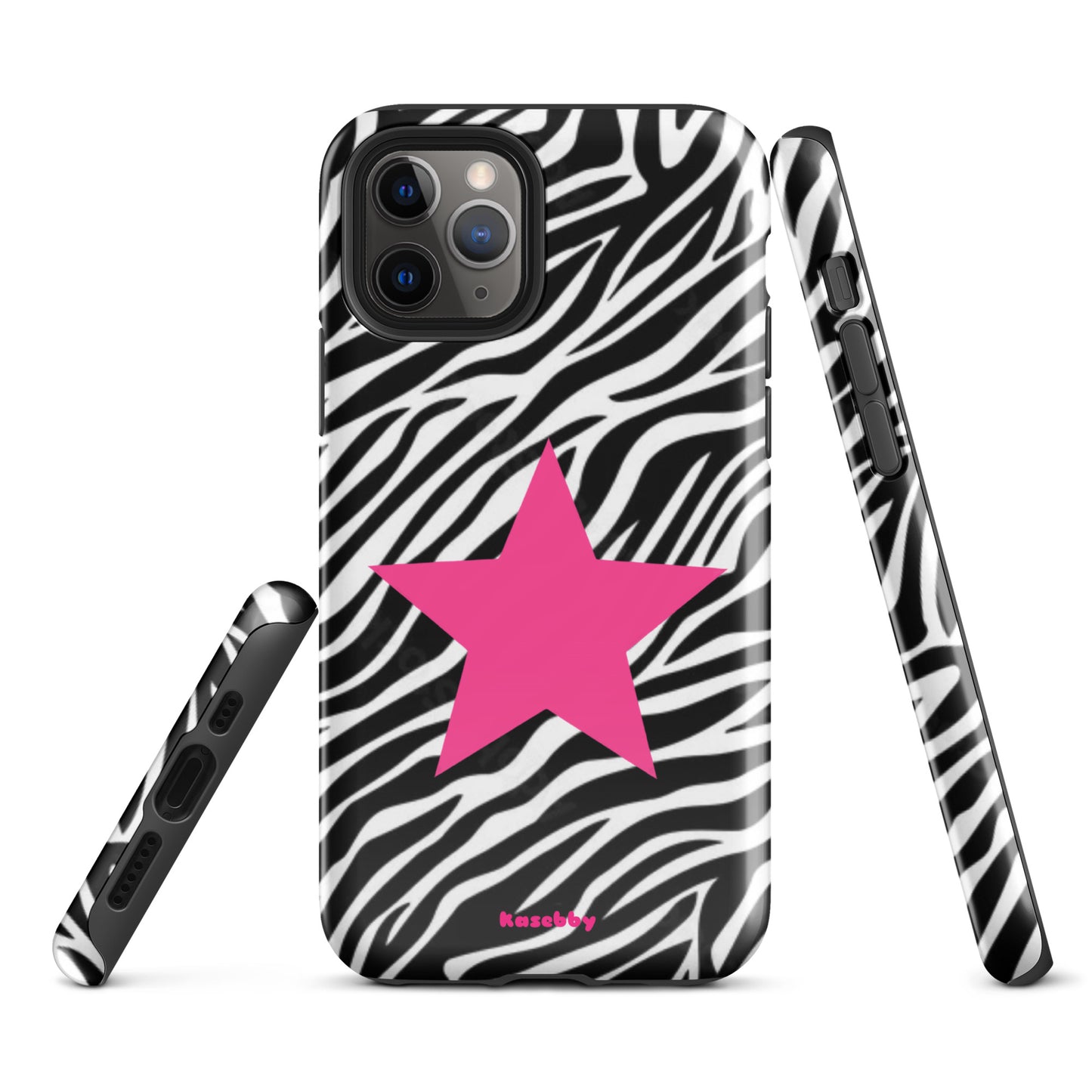 Zebra Print McBling Phone Case – Multi-Angle Durable Y2K Design