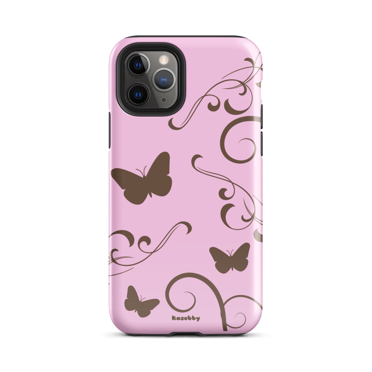 Pink and Brown Y2K Aesthetic Butterfly Swirl Phone Case - kasebby