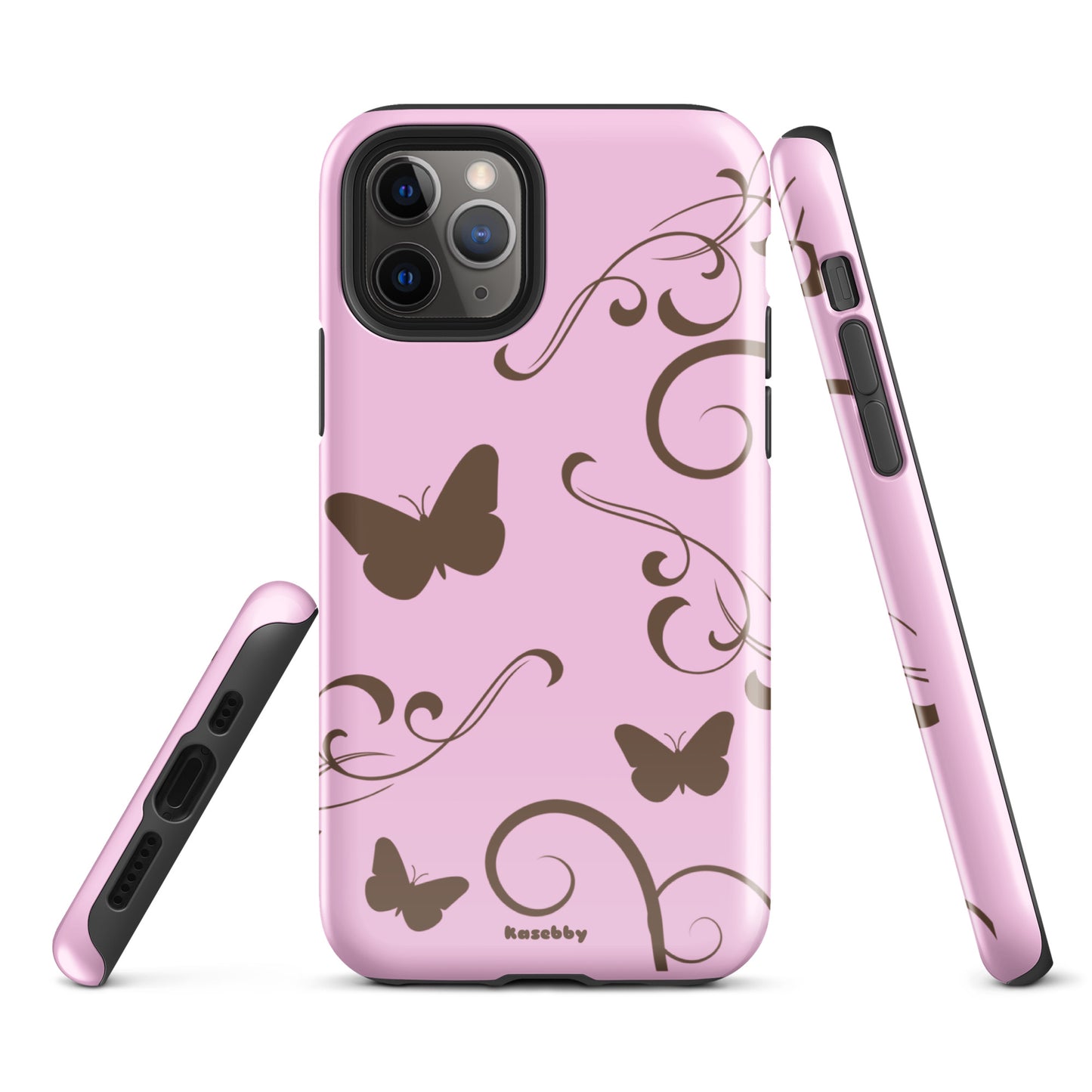 Pink and Brown Y2K Aesthetic Butterfly Swirl Phone Case - kasebby