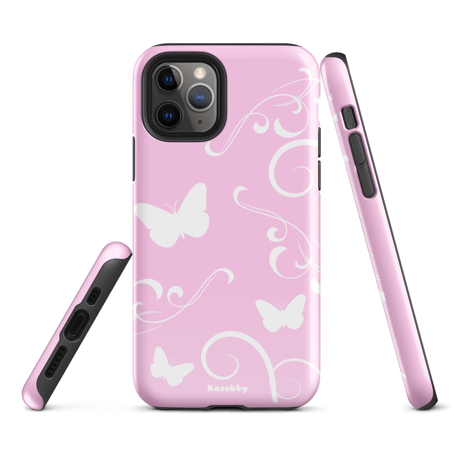 Pink and White Y2K Aesthetic Butterfly Swirl Phone Case - kasebby