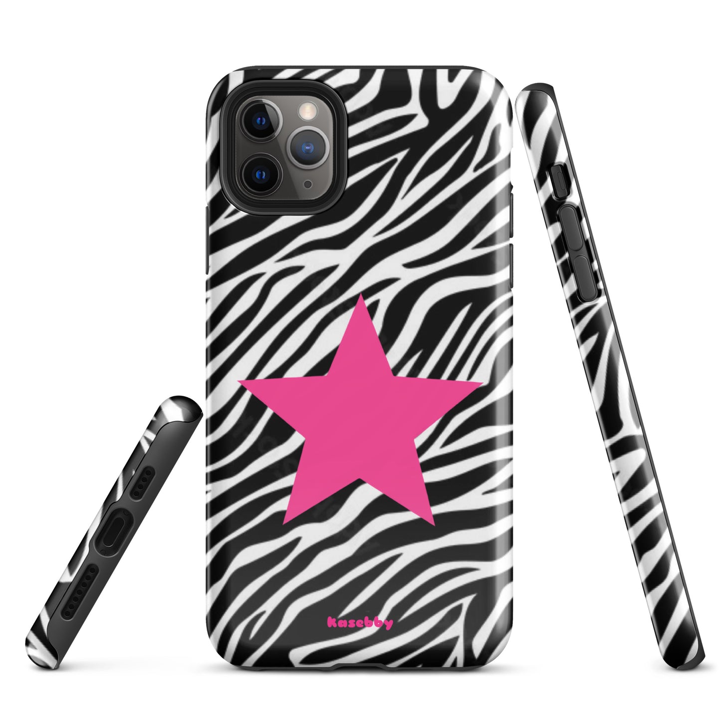 Zebra Print McBling Phone Case – Multi-Angle Durable Y2K Design