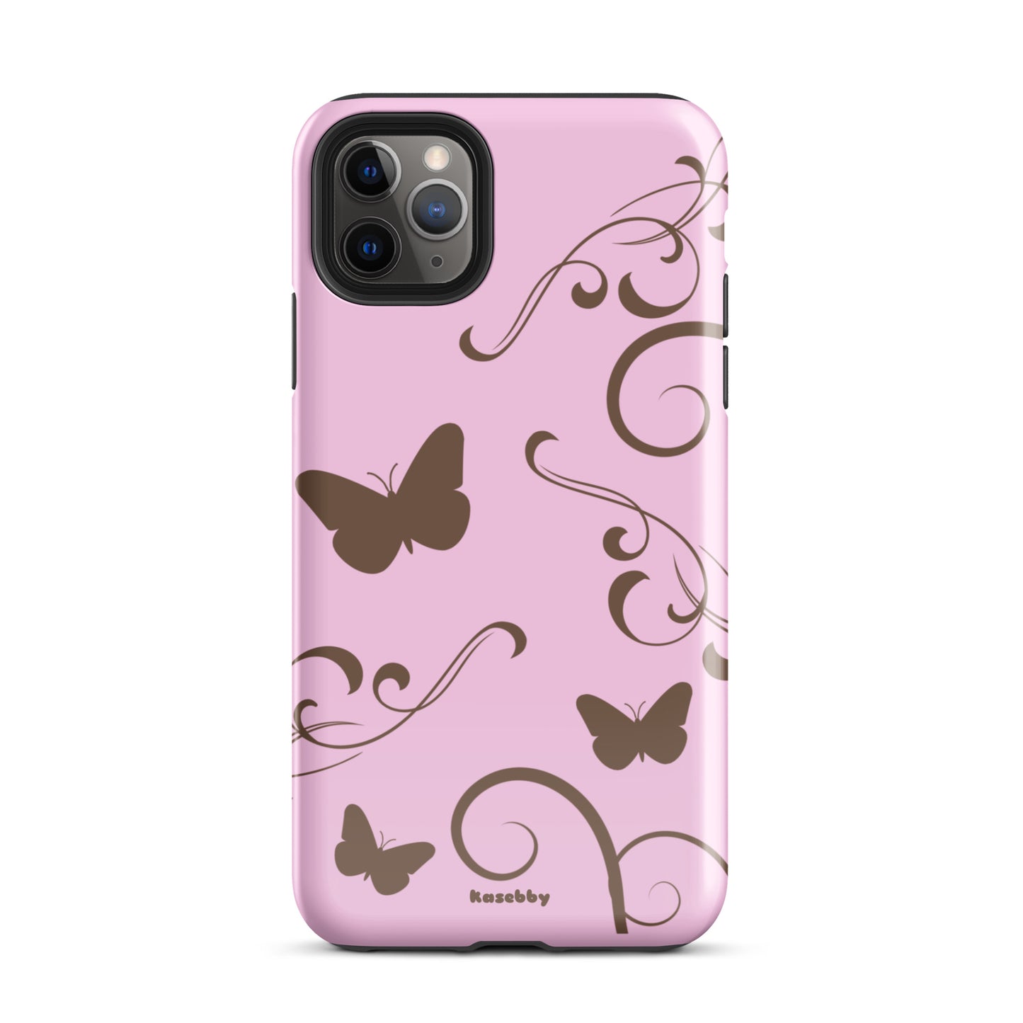 Pink and Brown Y2K Aesthetic Butterfly Swirl Phone Case - kasebby