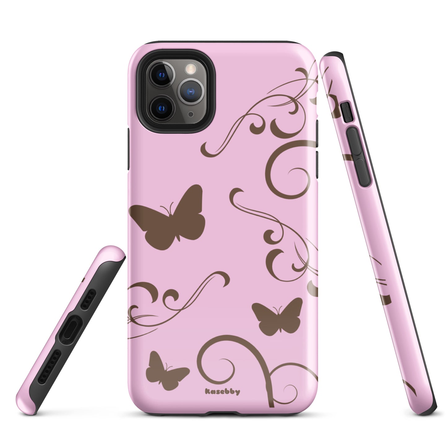 Pink and Brown Y2K Aesthetic Butterfly Swirl Phone Case - kasebby
