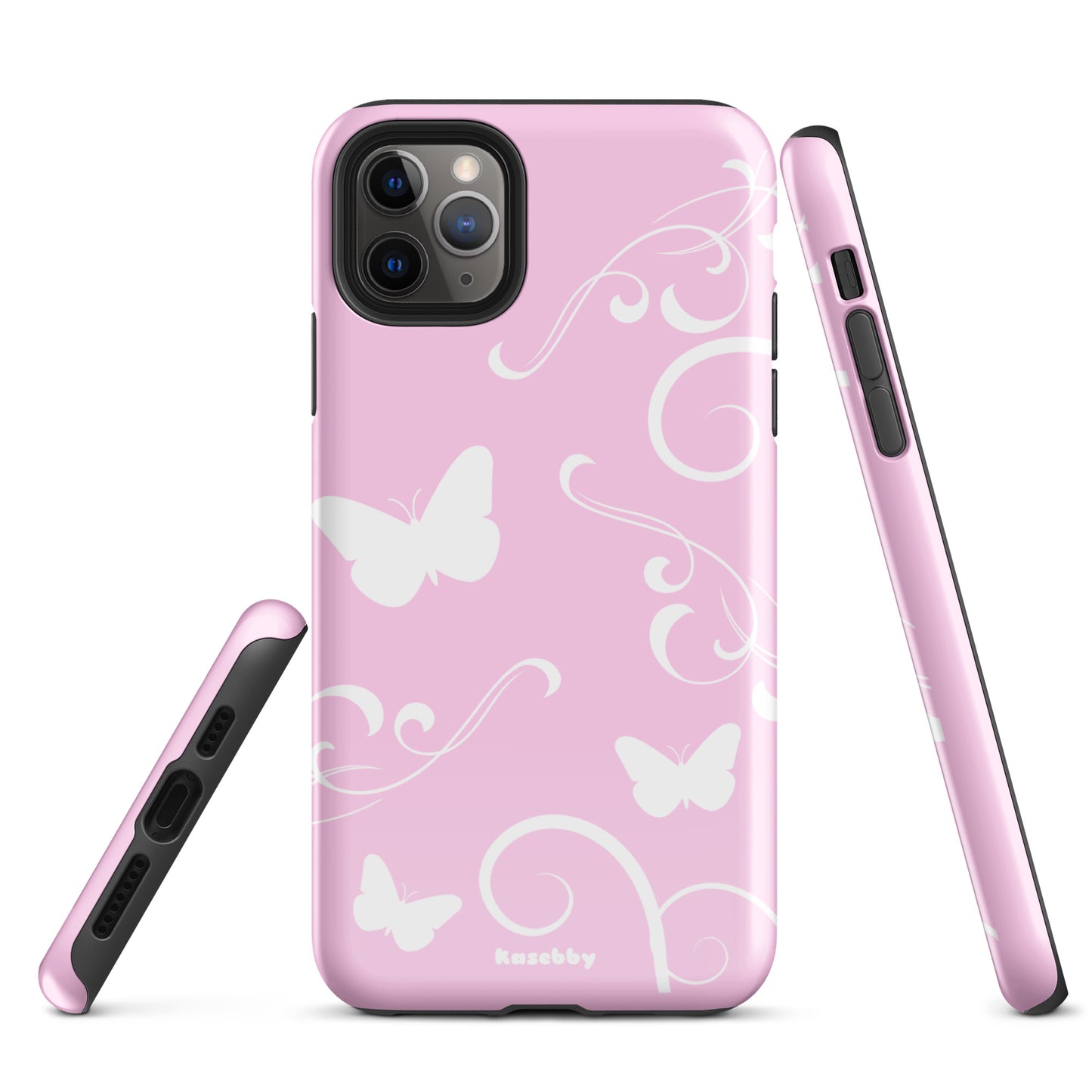 Pink and White Y2K Aesthetic Butterfly Swirl Phone Case - kasebby
