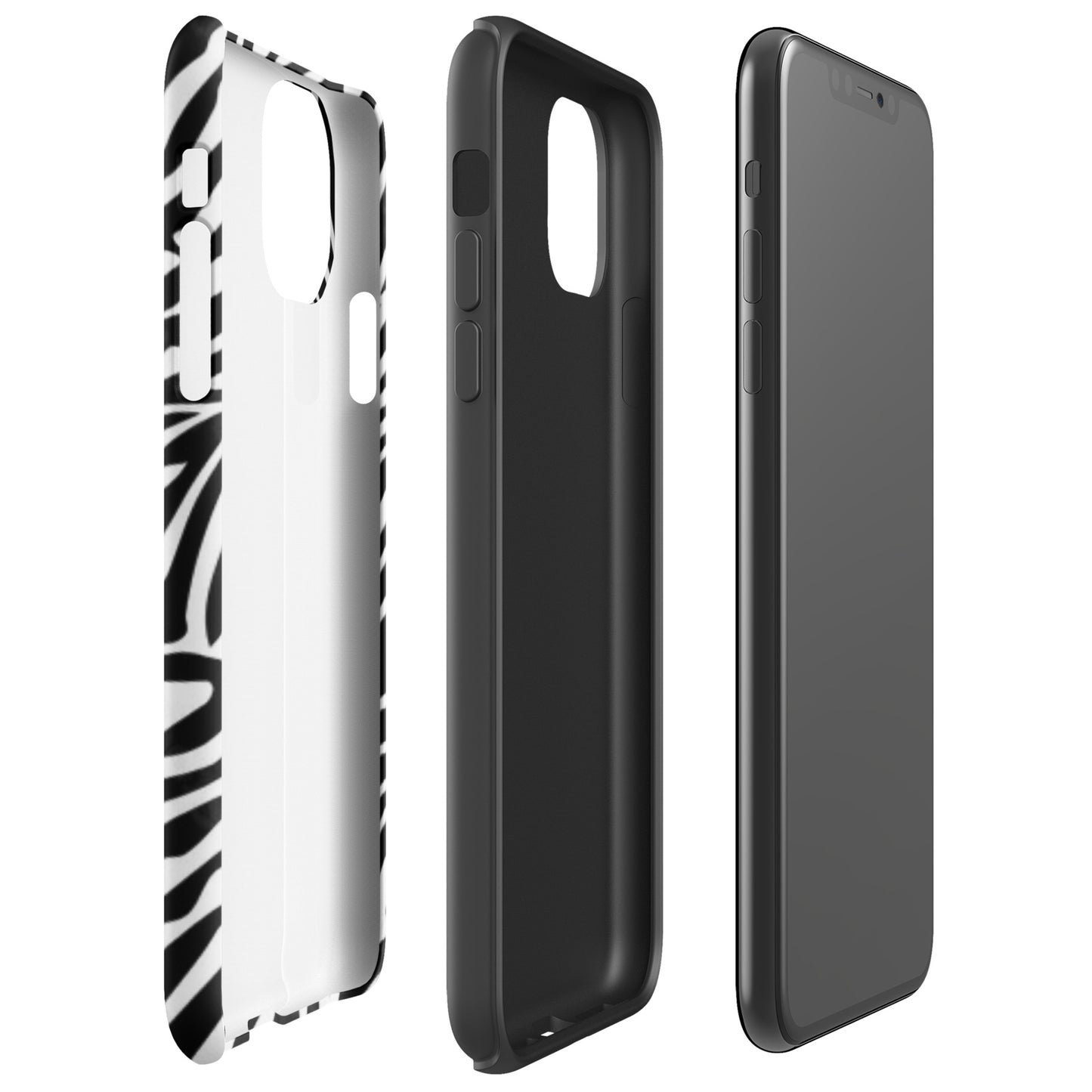 Zebra Print McBling Phone Case – Dual Layer TPU + Polycarbonate Shockproof