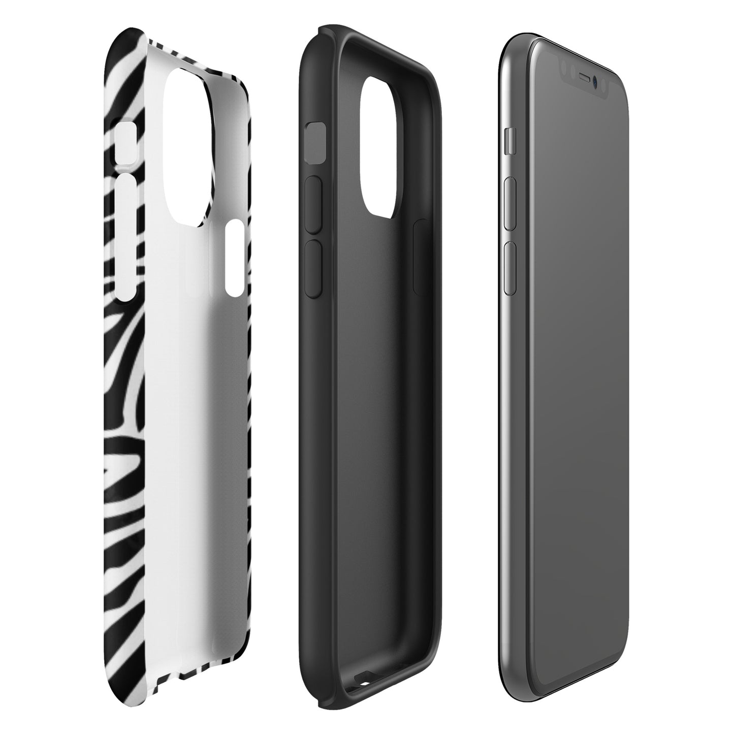 Layers: Zebra Print McBling Phone Case – Dual Layer TPU + Polycarbonate Shockproof