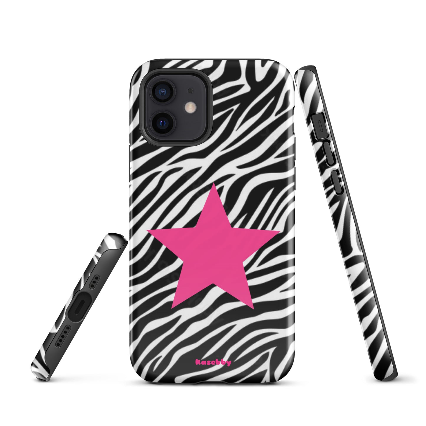 Zebra Print McBling Phone Case – Multi-Angle Durable Y2K Design