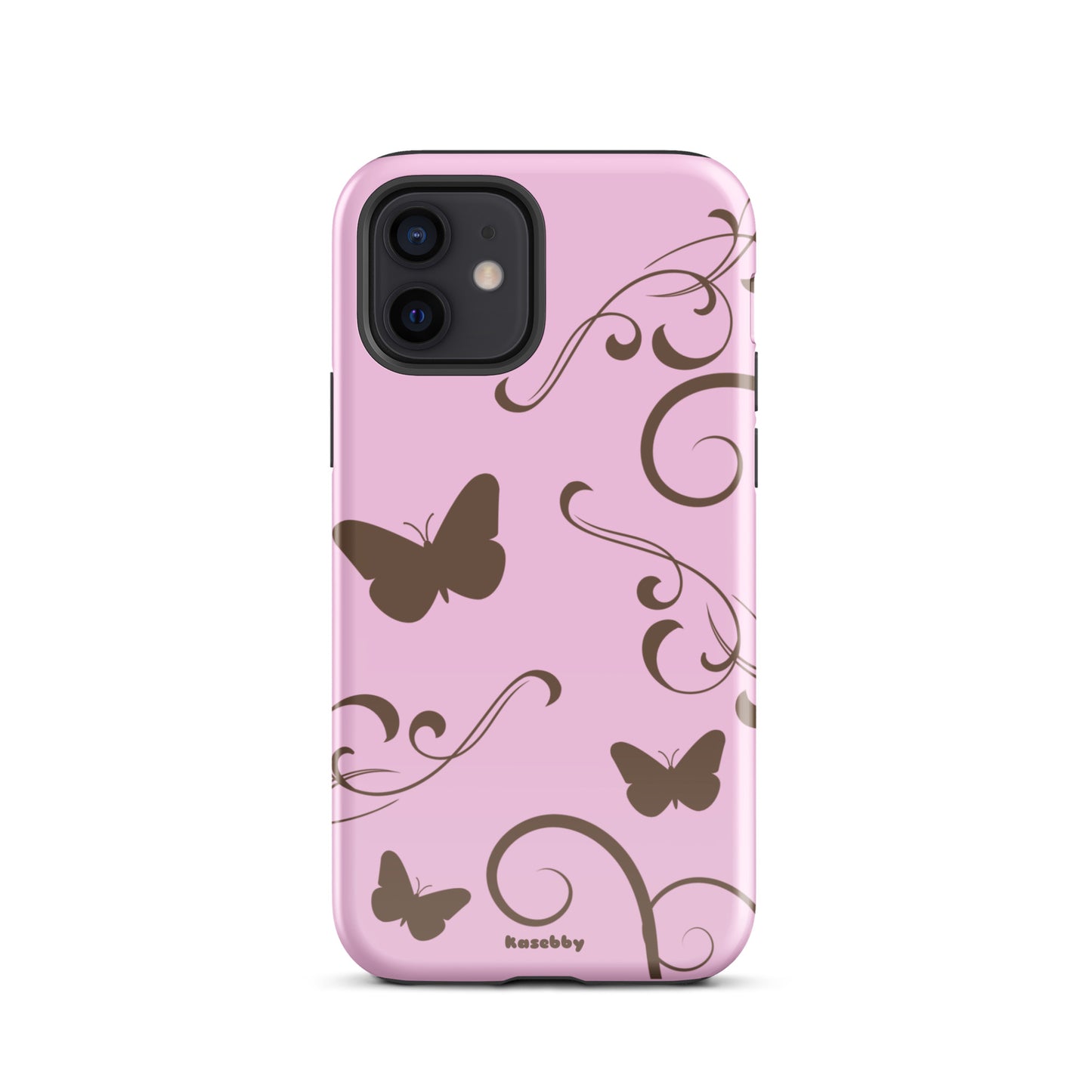 Pink and Brown Y2K Aesthetic Butterfly Swirl Phone Case - kasebby