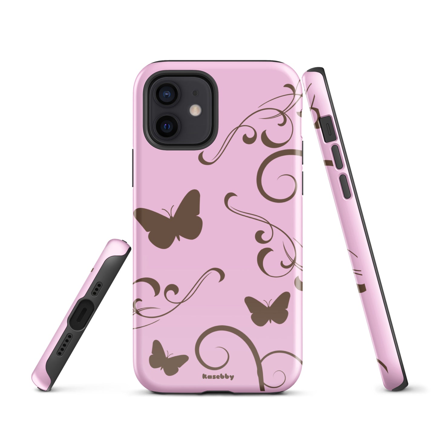 Pink and Brown Y2K Aesthetic Butterfly Swirl Phone Case - kasebby