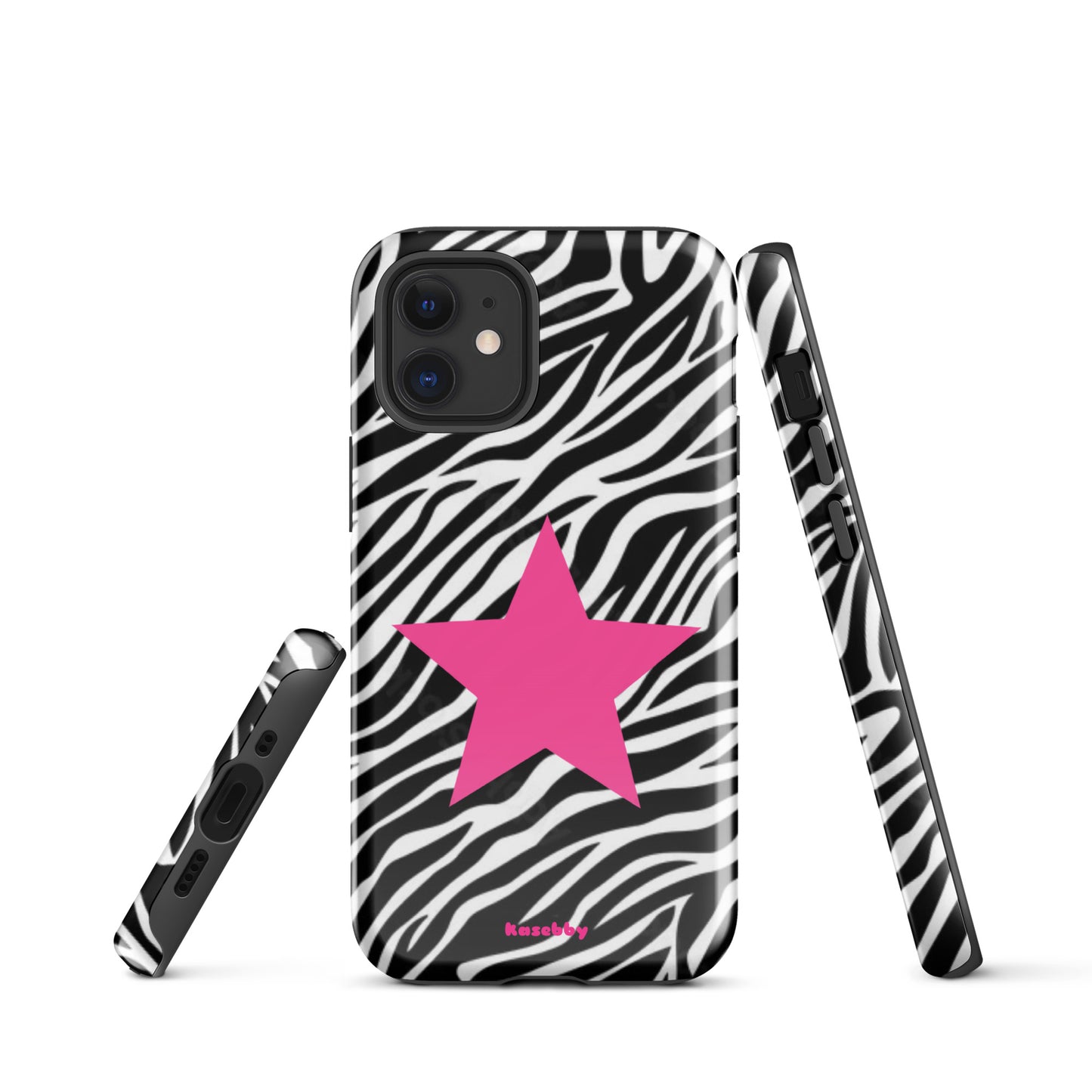 Zebra Print McBling Phone Case – Multi-Angle Durable Y2K Design